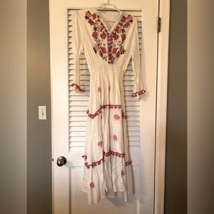 Chicwish Stay Romance embroidered Pom Pom Embroidered Dress, Size Small